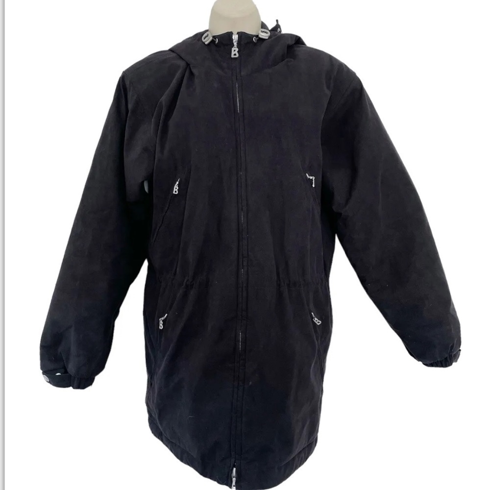 Bogner Woman's Sz 6 Black Faux Suede Quilted Lined Winter Jacket Coat